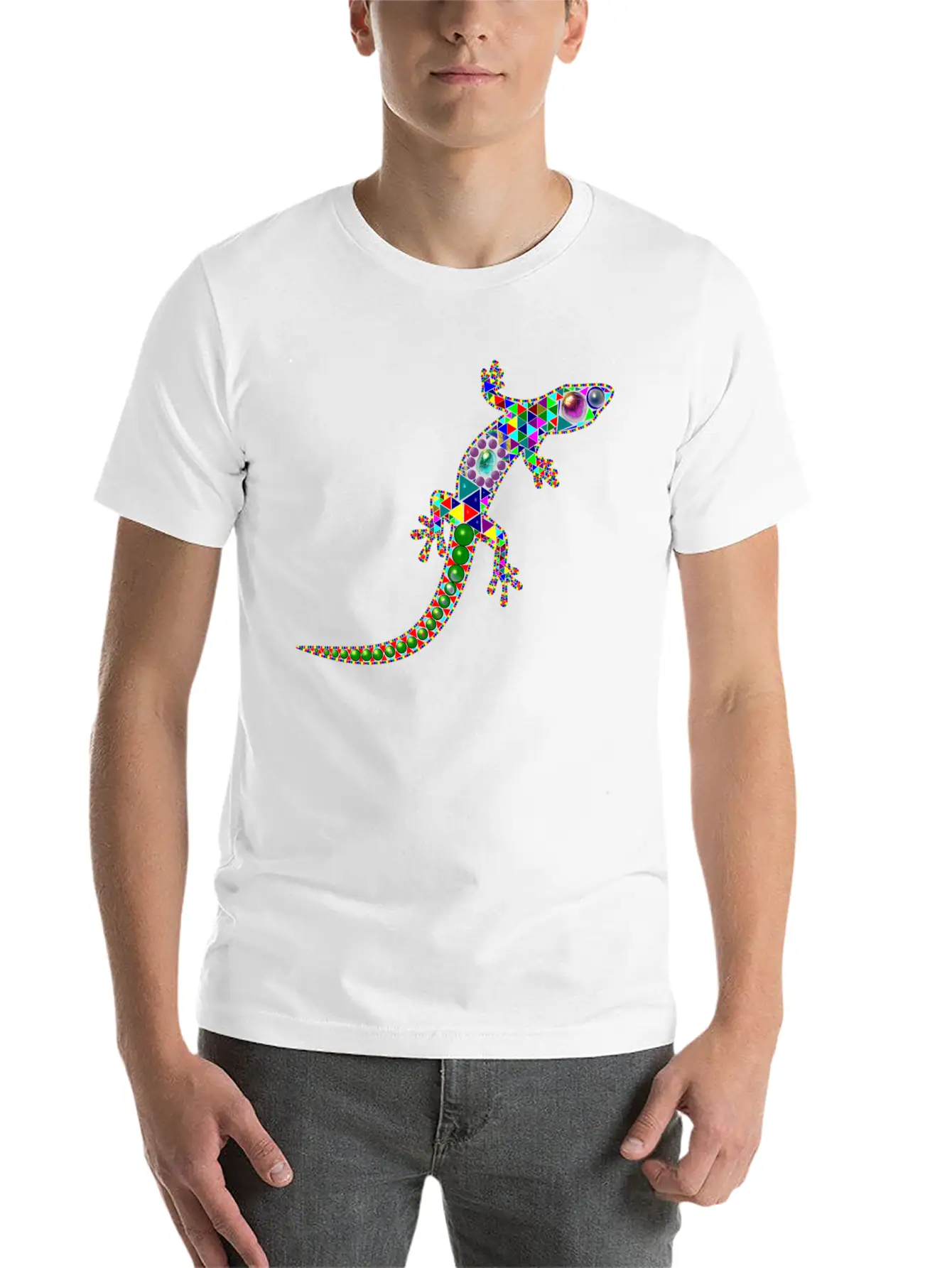 Gecko Mosaic Essential Cotton Tee For Daily Outfits – Unisex Style