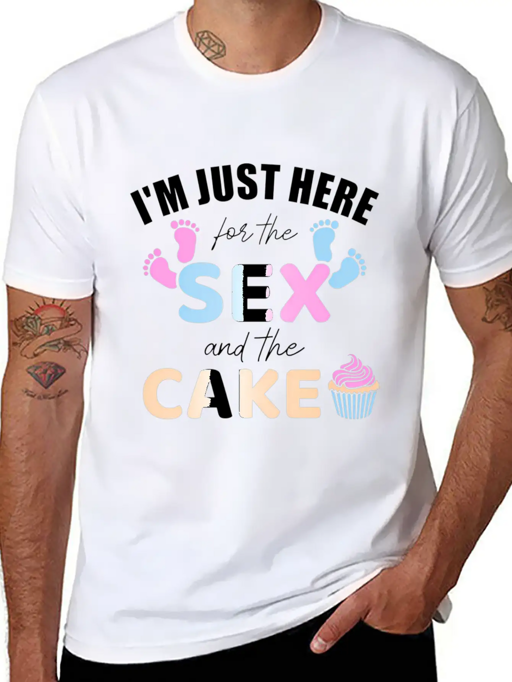 Gender Reveal I'M Here Just For The And The Cake Stylish Everyday T-Shirt – Unisex Basic Cotton Tee