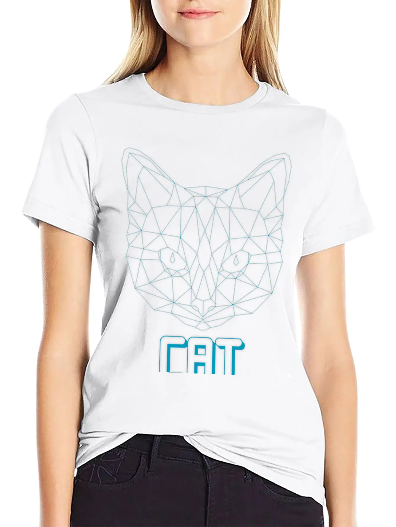 Geometric Cat Casual Graphic T-Shirt – Simple And Comfortable Daily Wear