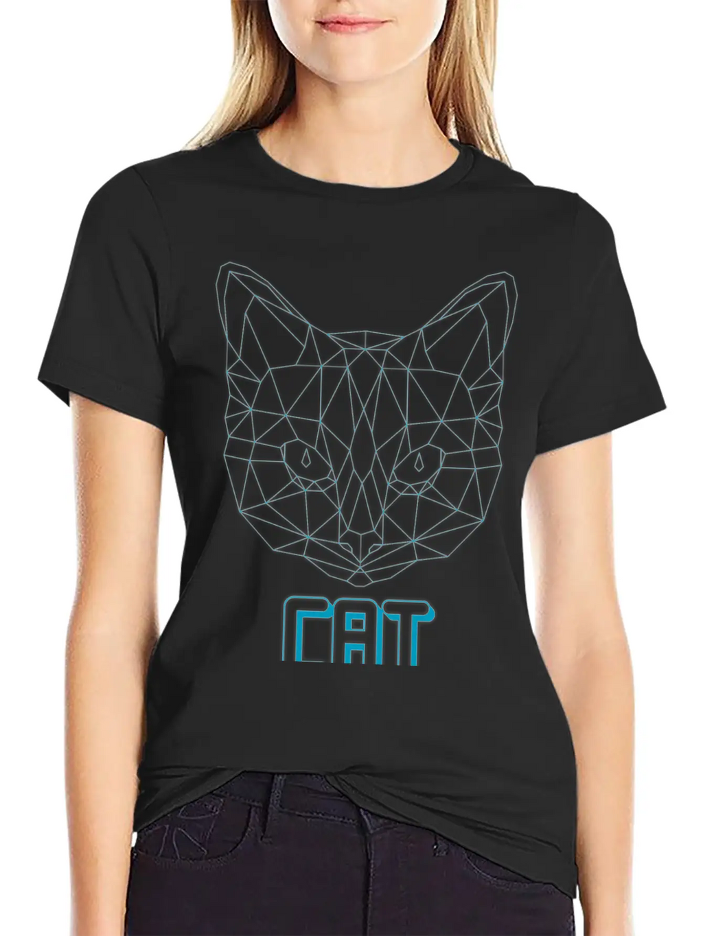 Geometric Cat Casual Graphic T-Shirt – Simple And Comfortable Daily Wear