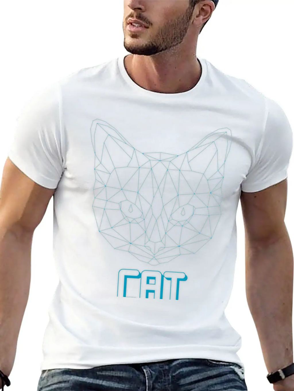 Geometric Cat Casual Graphic T-Shirt – Simple And Comfortable Daily Wear