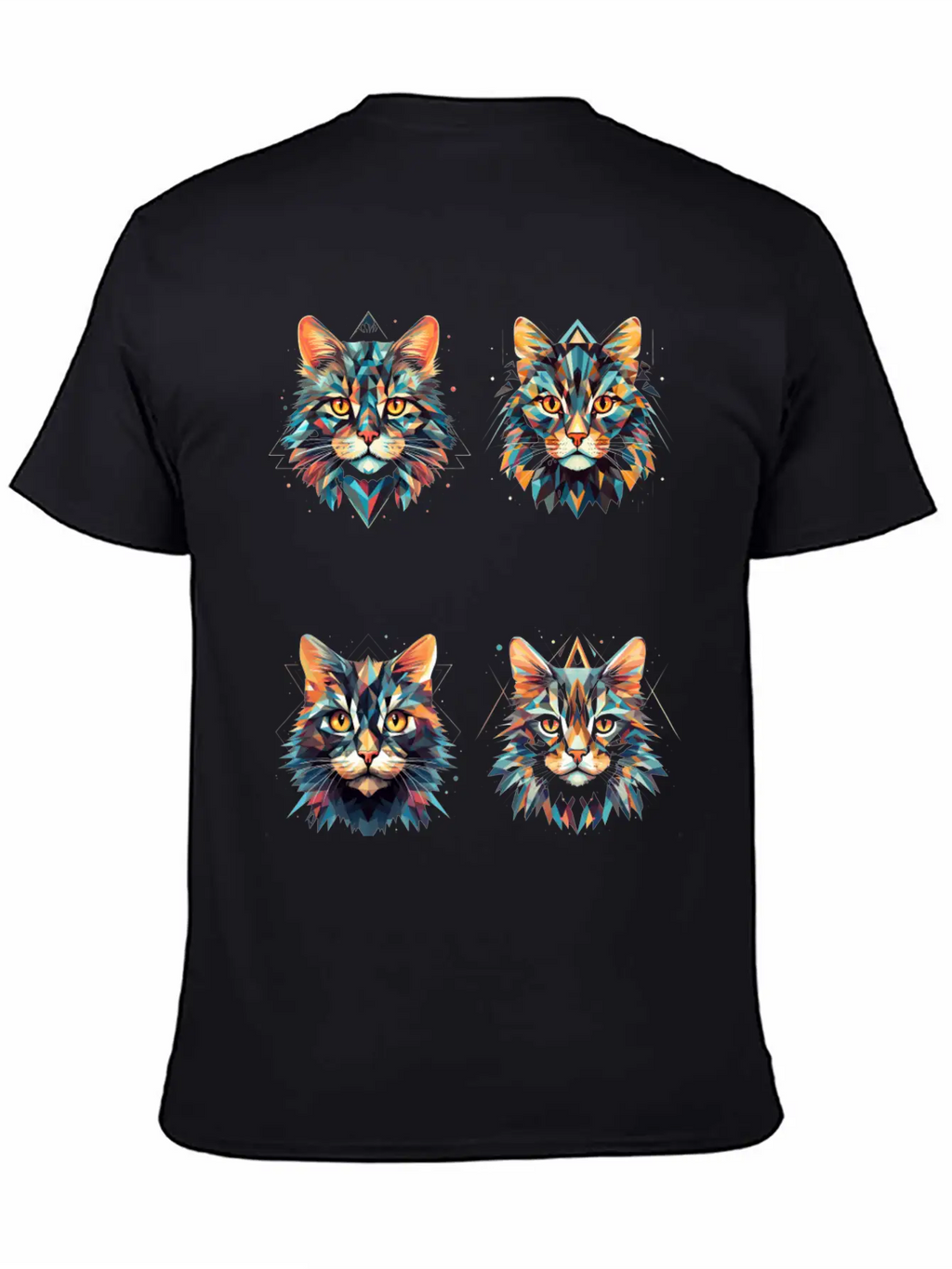 Geometric Cats Casual Graphic T-Shirt – Simple And Comfortable Daily Wear