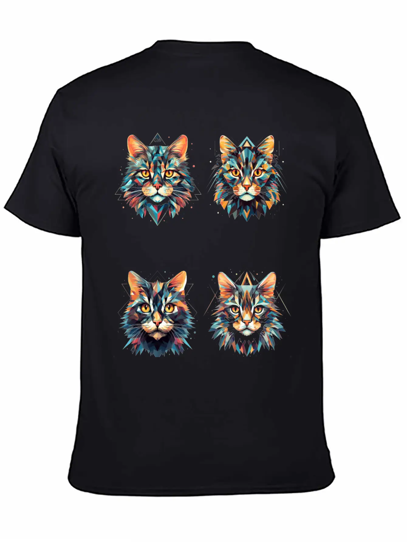 Geometric Cats Casual Graphic T-Shirt – Simple And Comfortable Daily Wear