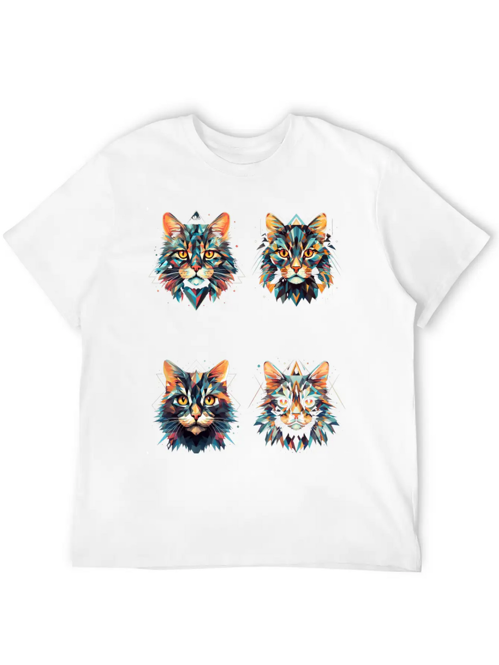 Geometric Cats Casual Graphic T-Shirt – Simple And Comfortable Daily Wear