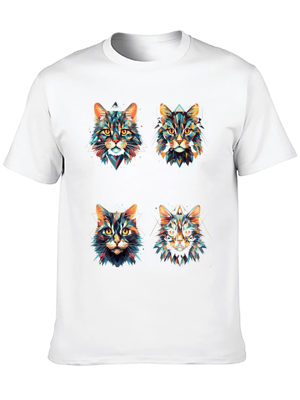 Geometric Cats Casual Graphic T-Shirt – Simple And Comfortable Daily Wear