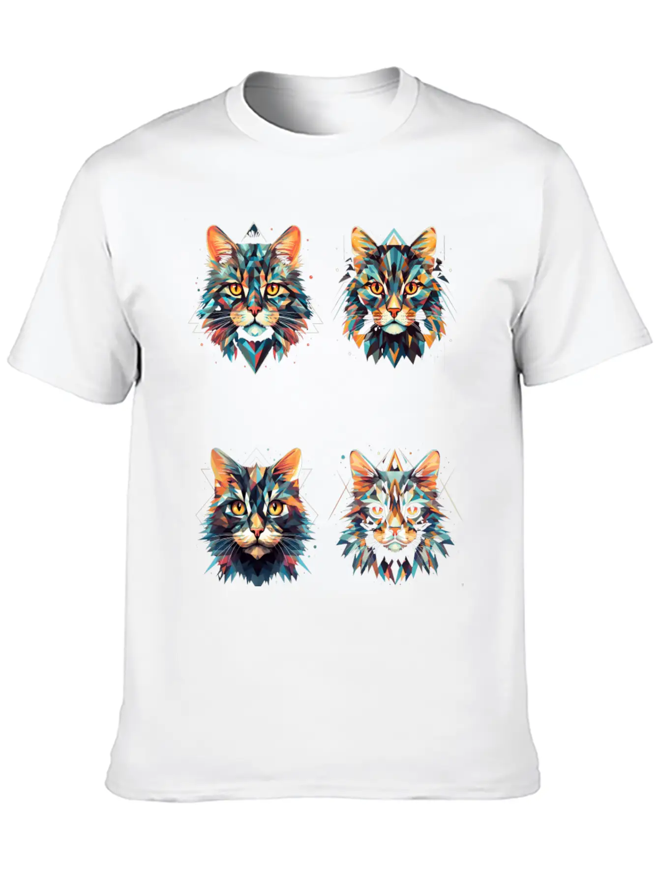 Geometric Cats Casual Graphic T-Shirt – Simple And Comfortable Daily Wear