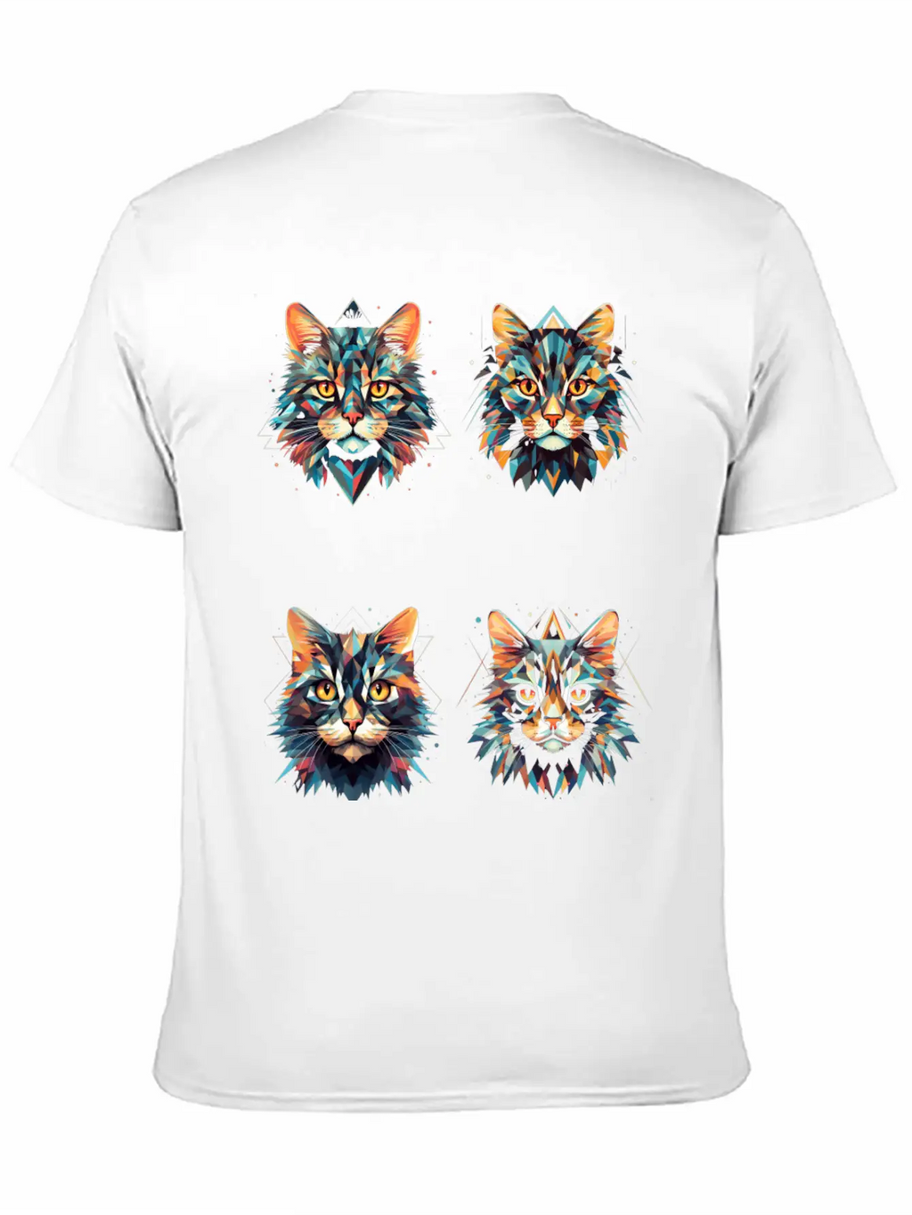 Geometric Cats Casual Graphic T-Shirt – Simple And Comfortable Daily Wear