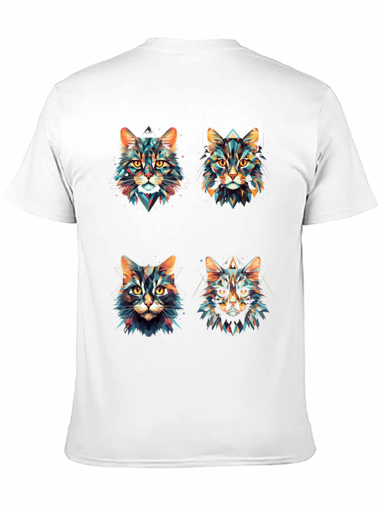 Geometric Cats Casual Graphic T-Shirt – Simple And Comfortable Daily Wear