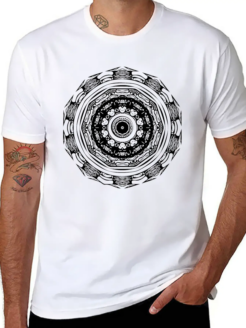 Geometric Circle Mandala Stylish Everyday T-Shirt – Unisex Basic Cotton Tee