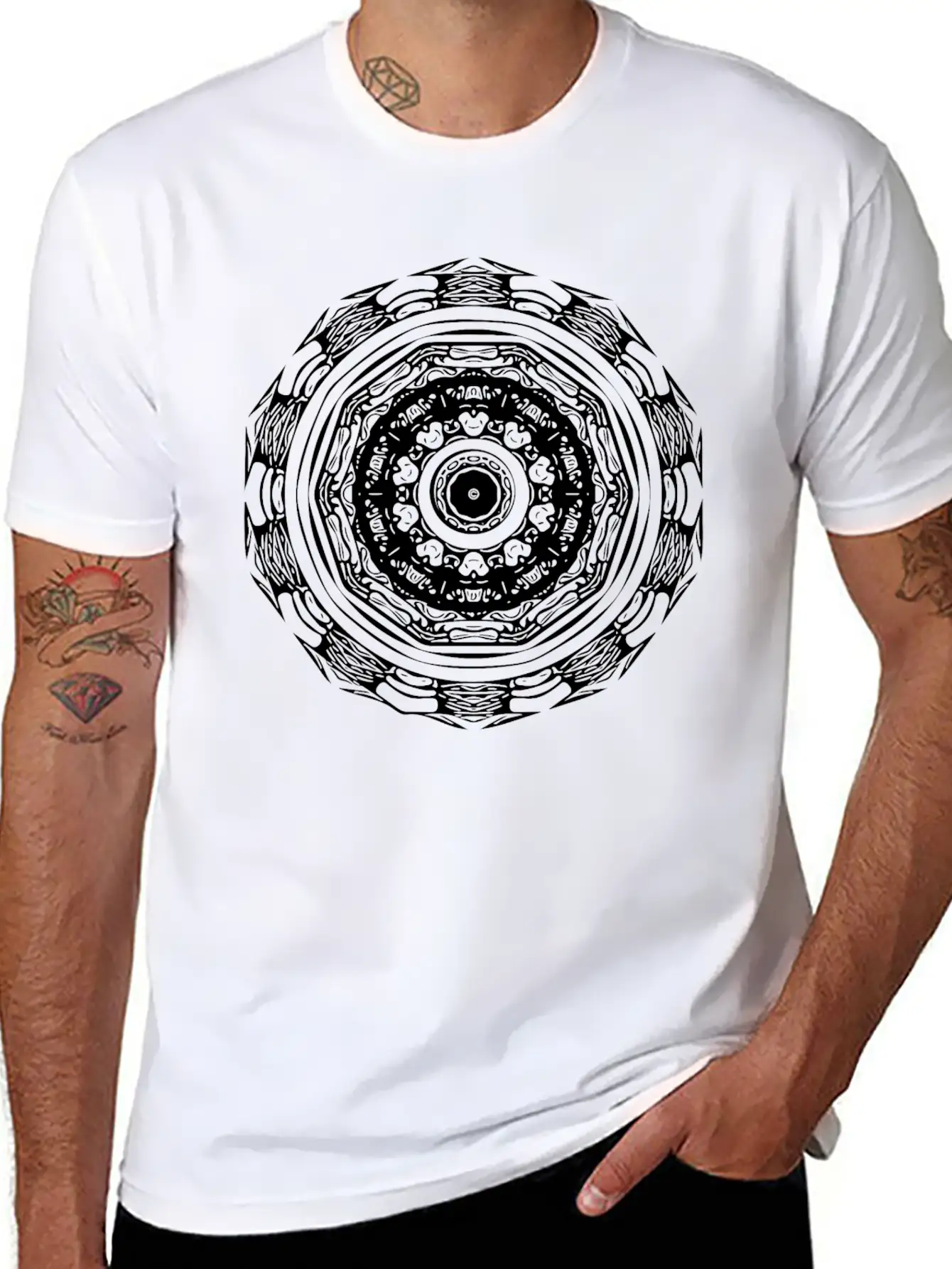 Geometric Circle Mandala Stylish Everyday T-Shirt – Unisex Basic Cotton Tee