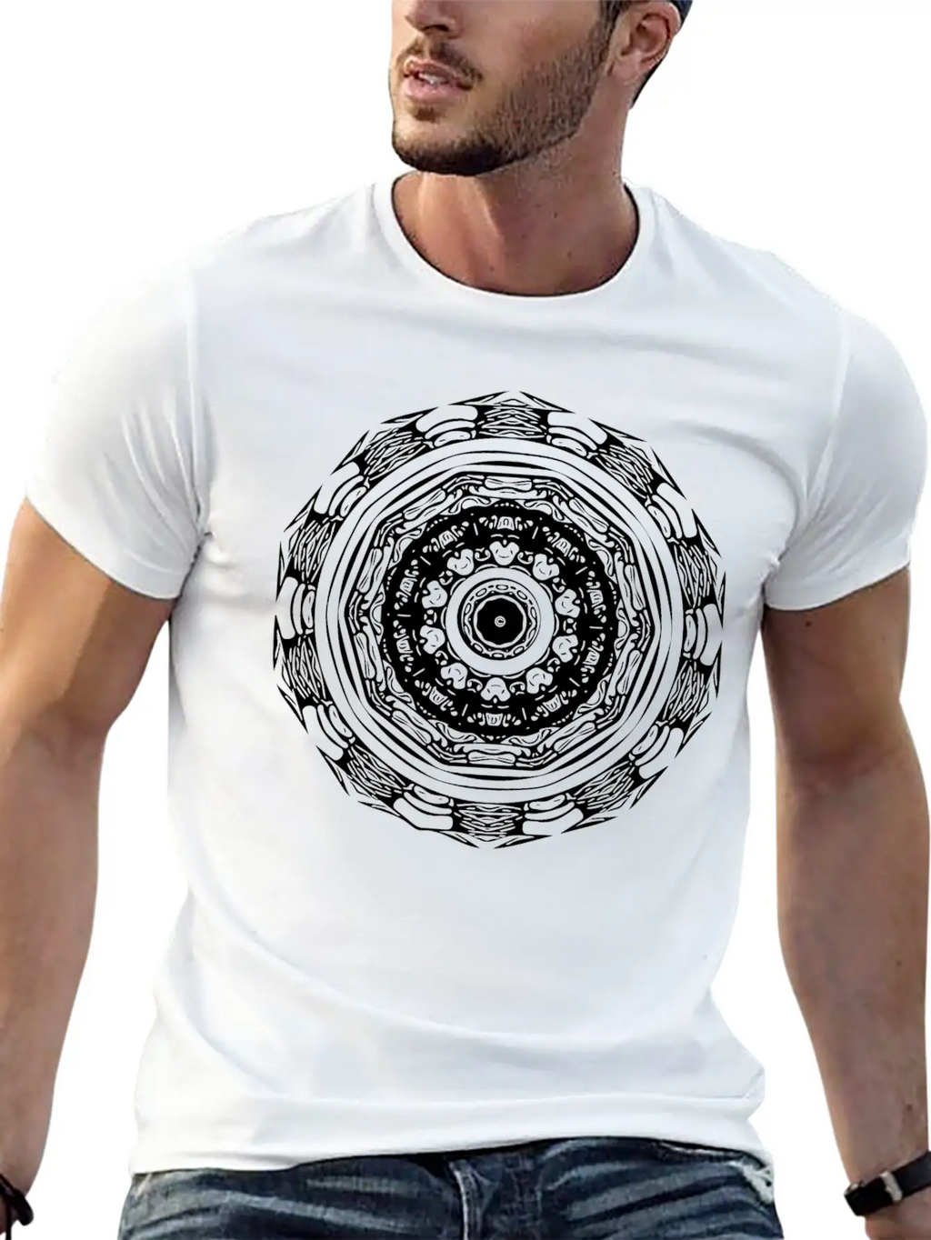 Geometric Circle Mandala Stylish Everyday T-Shirt – Unisex Basic Cotton Tee