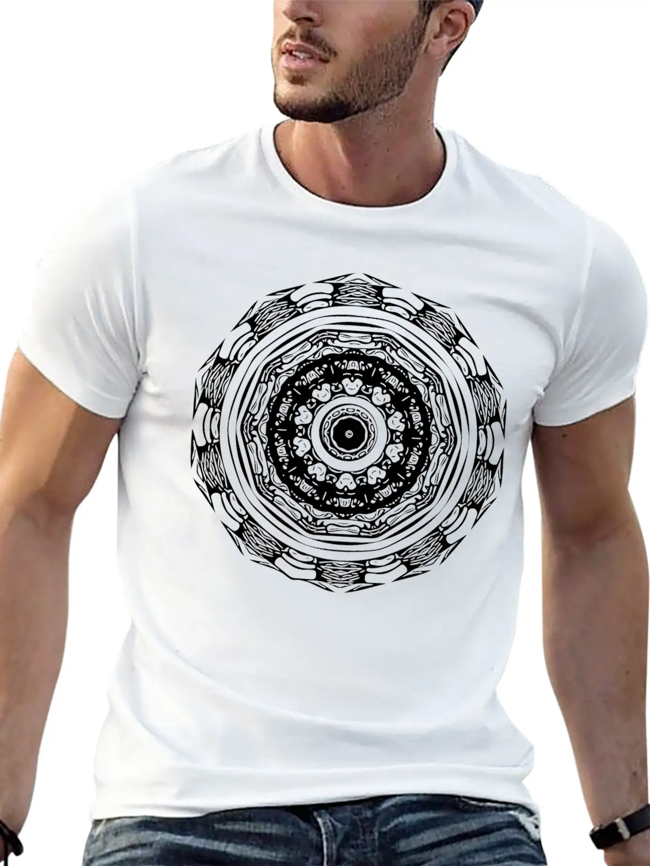 Geometric Circle Mandala Stylish Everyday T-Shirt – Unisex Basic Cotton Tee