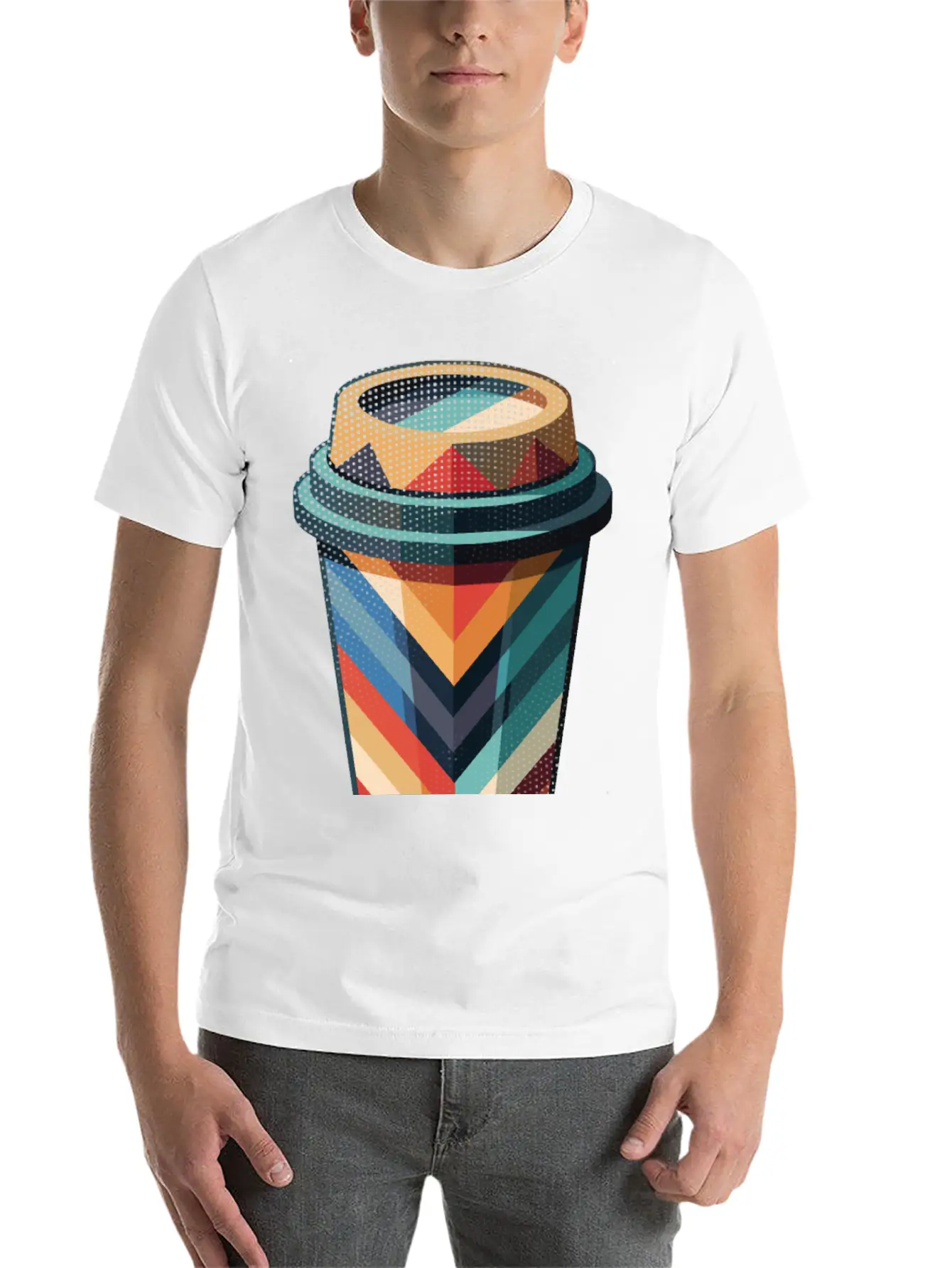 Geometric Coffee Unisex Casual T-Shirt – Clean Design For Daily Comfort