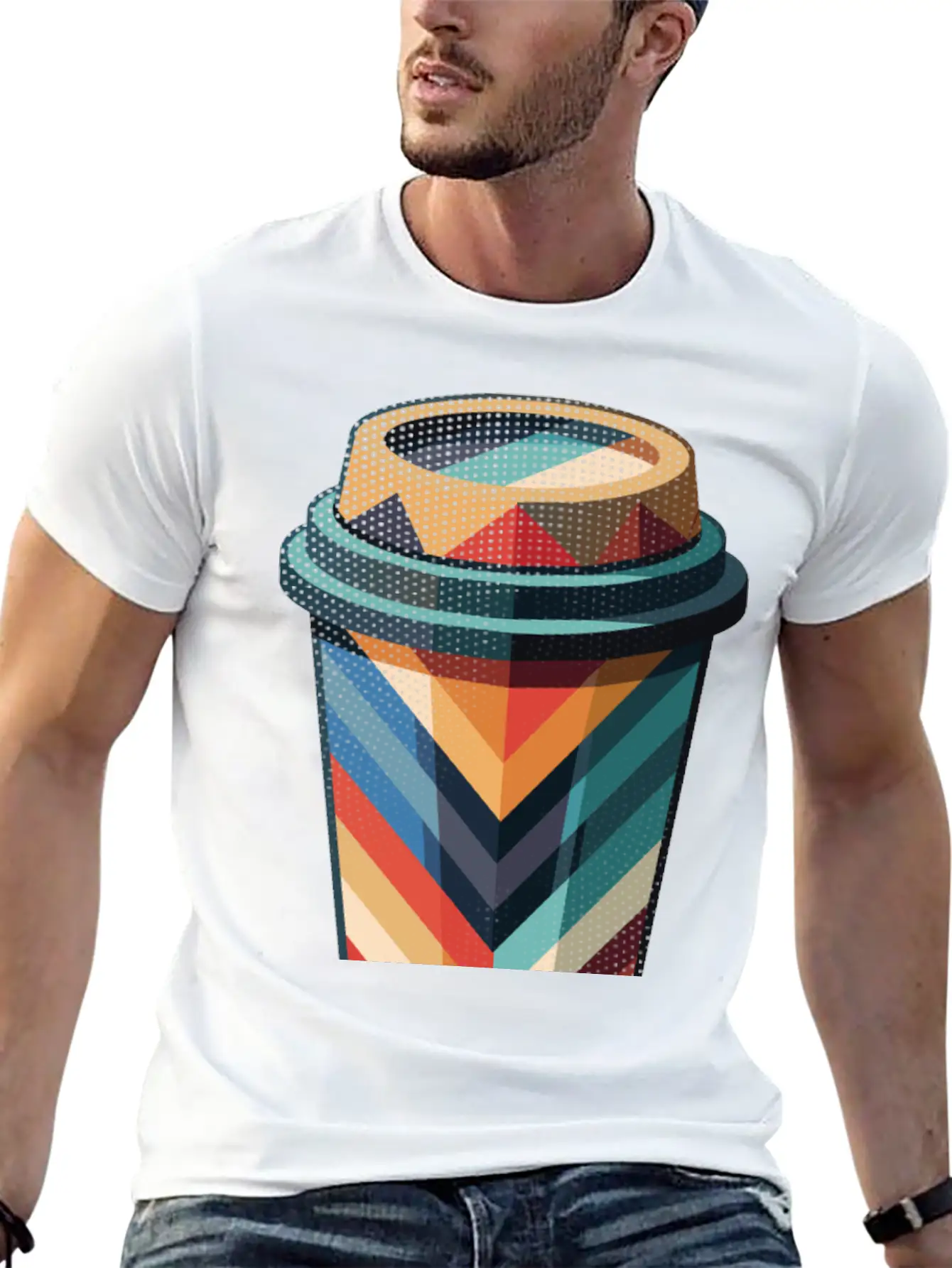 Geometric Coffee Unisex Casual T-Shirt – Clean Design For Daily Comfort