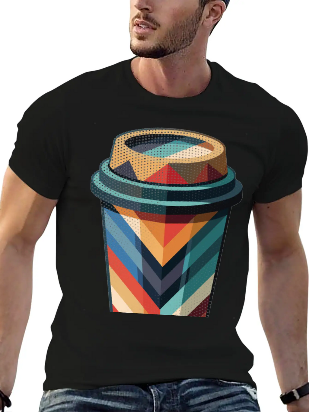 Geometric Coffee Unisex Casual T-Shirt – Clean Design For Daily Comfort