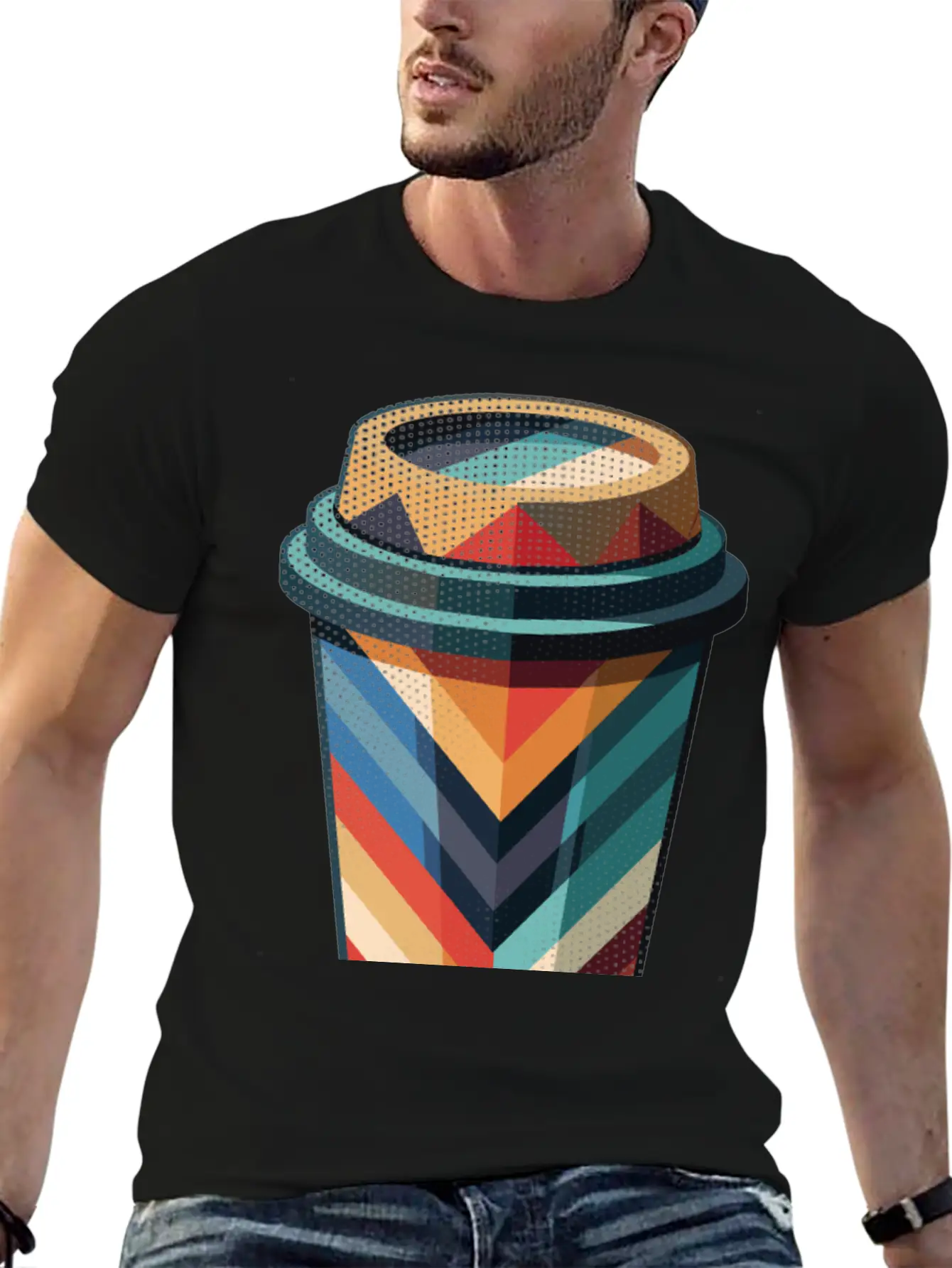 Geometric Coffee Unisex Casual T-Shirt – Clean Design For Daily Comfort