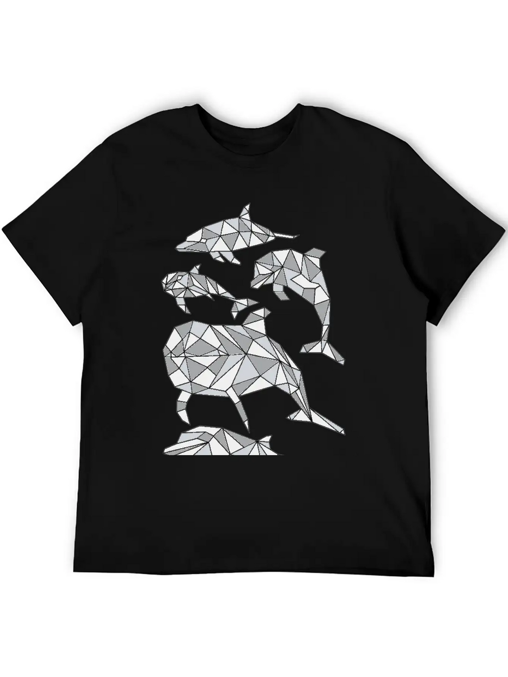 Geometric Dolphin Classic Fit Graphic Tee For Daily Comfort – Unisex Cotton Shirt