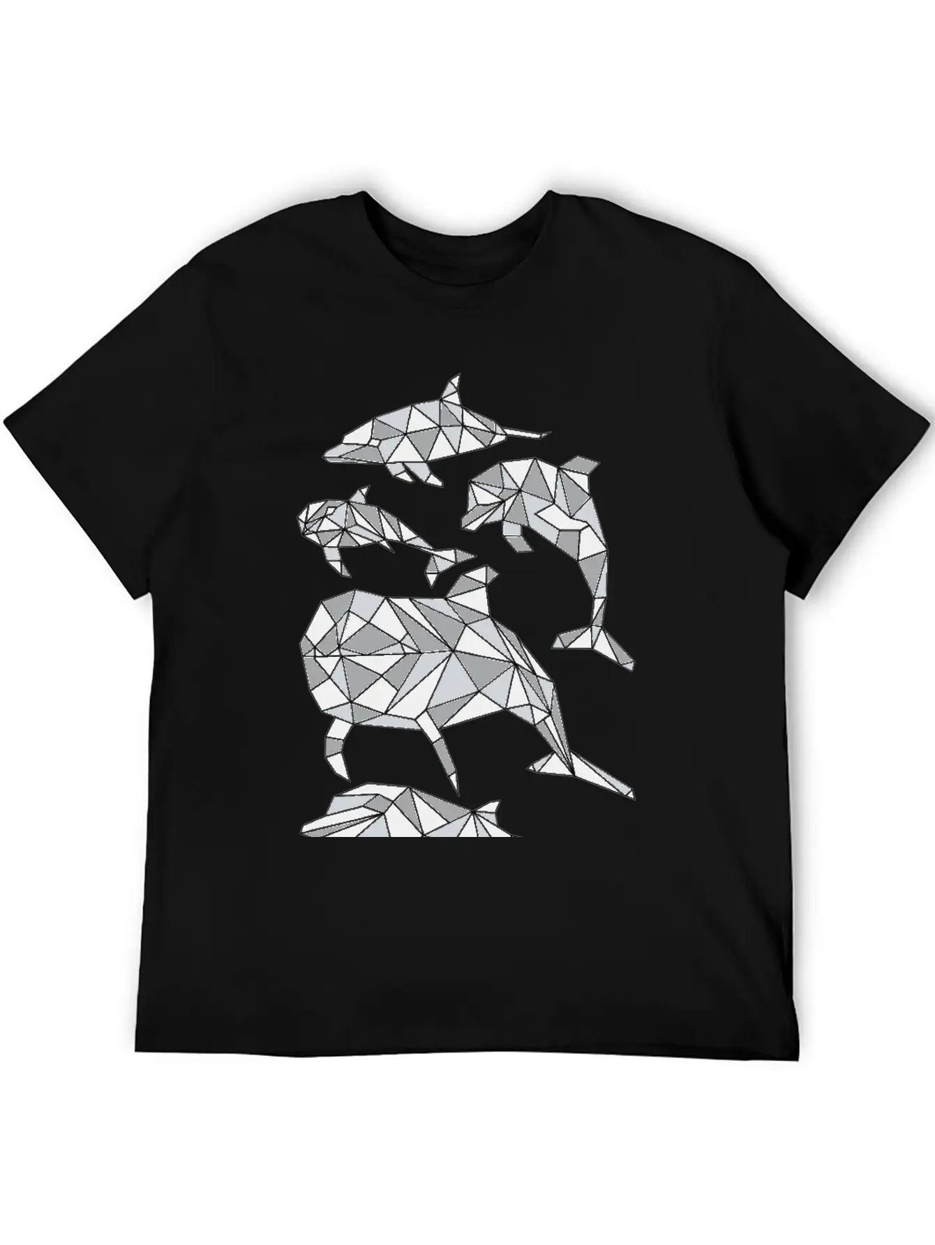 Geometric Dolphin Classic Fit Graphic Tee For Daily Comfort – Unisex Cotton Shirt
