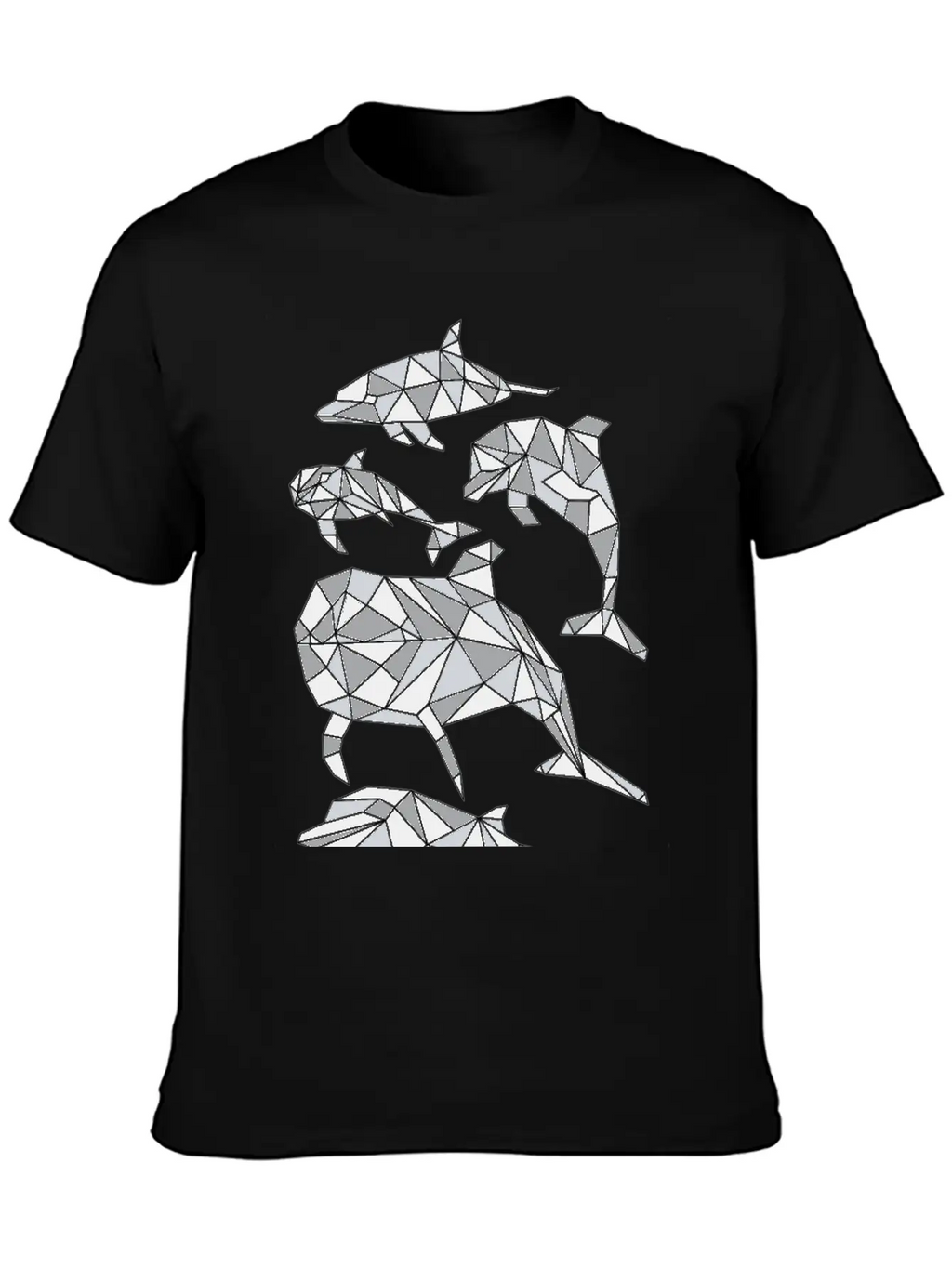 Geometric Dolphin Classic Fit Graphic Tee For Daily Comfort – Unisex Cotton Shirt