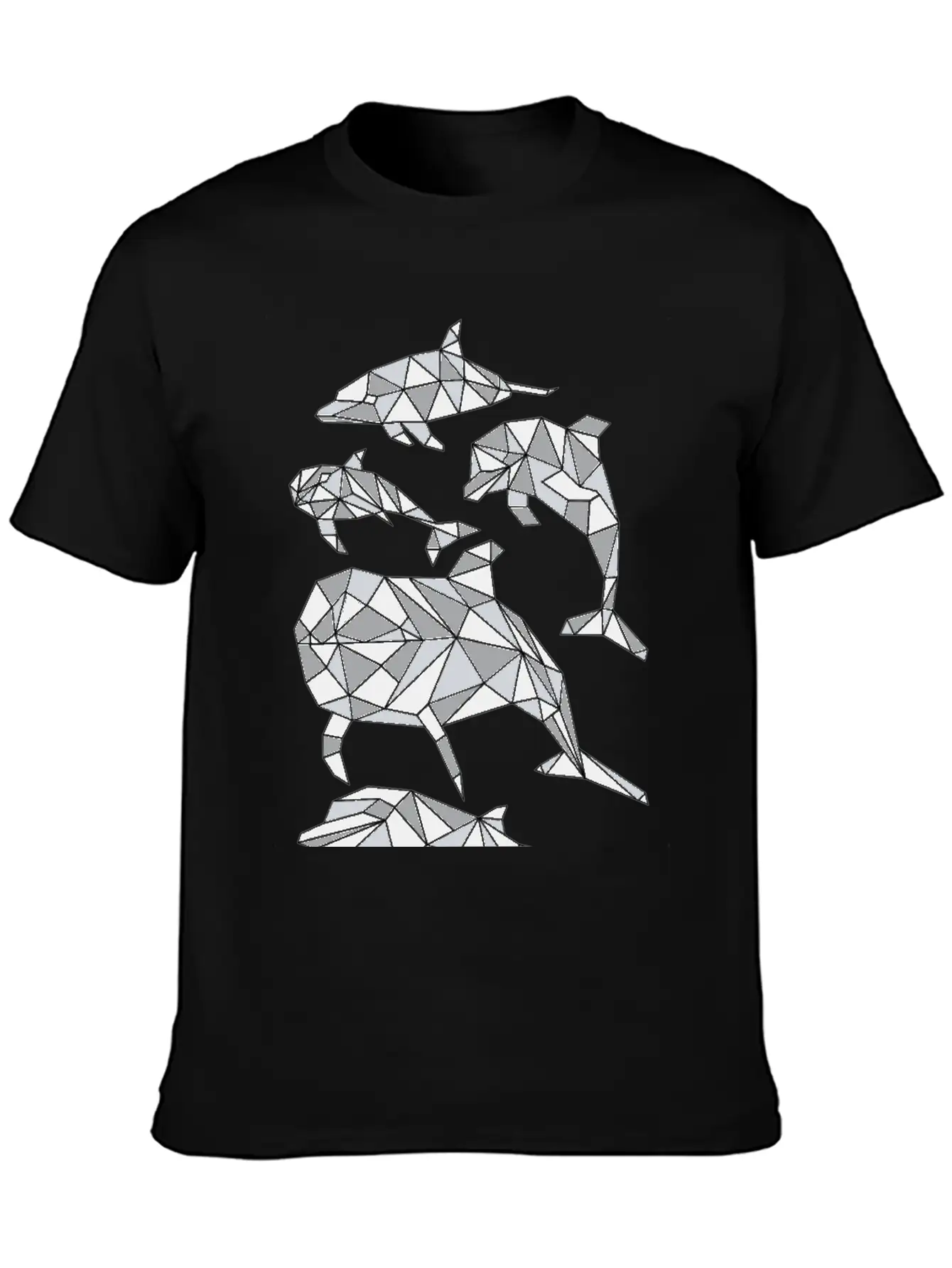 Geometric Dolphin Classic Fit Graphic Tee For Daily Comfort – Unisex Cotton Shirt