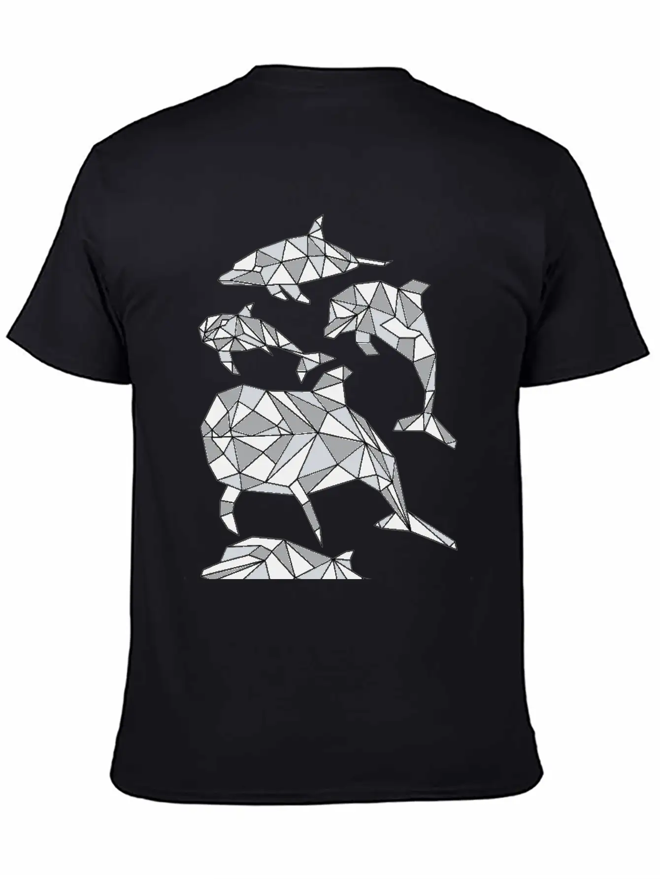 Geometric Dolphin Classic Fit Graphic Tee For Daily Comfort – Unisex Cotton Shirt