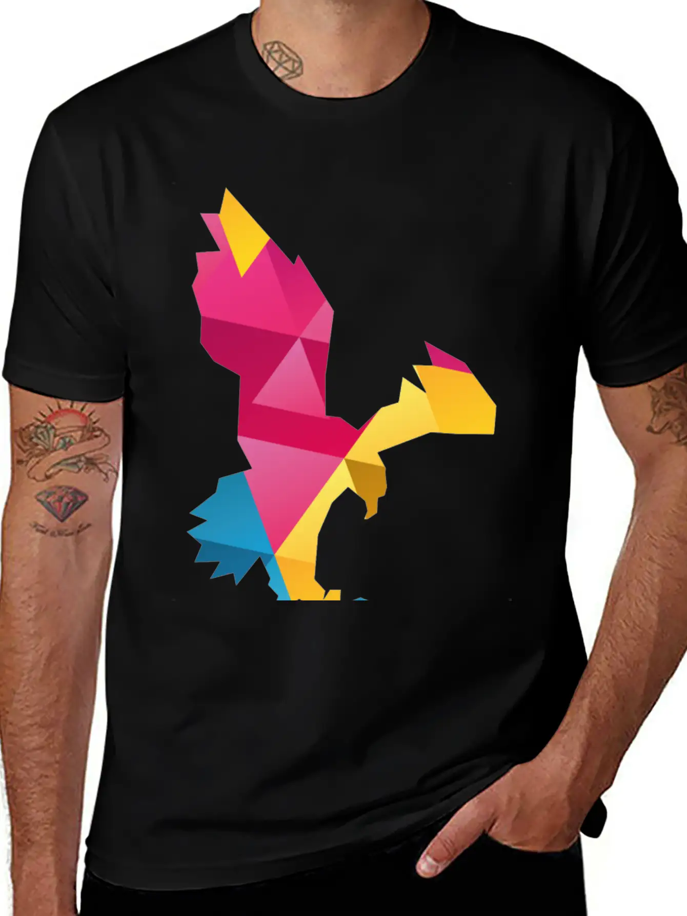 Geometric Eagle Essential Cotton Tee For Daily Outfits – Unisex Style