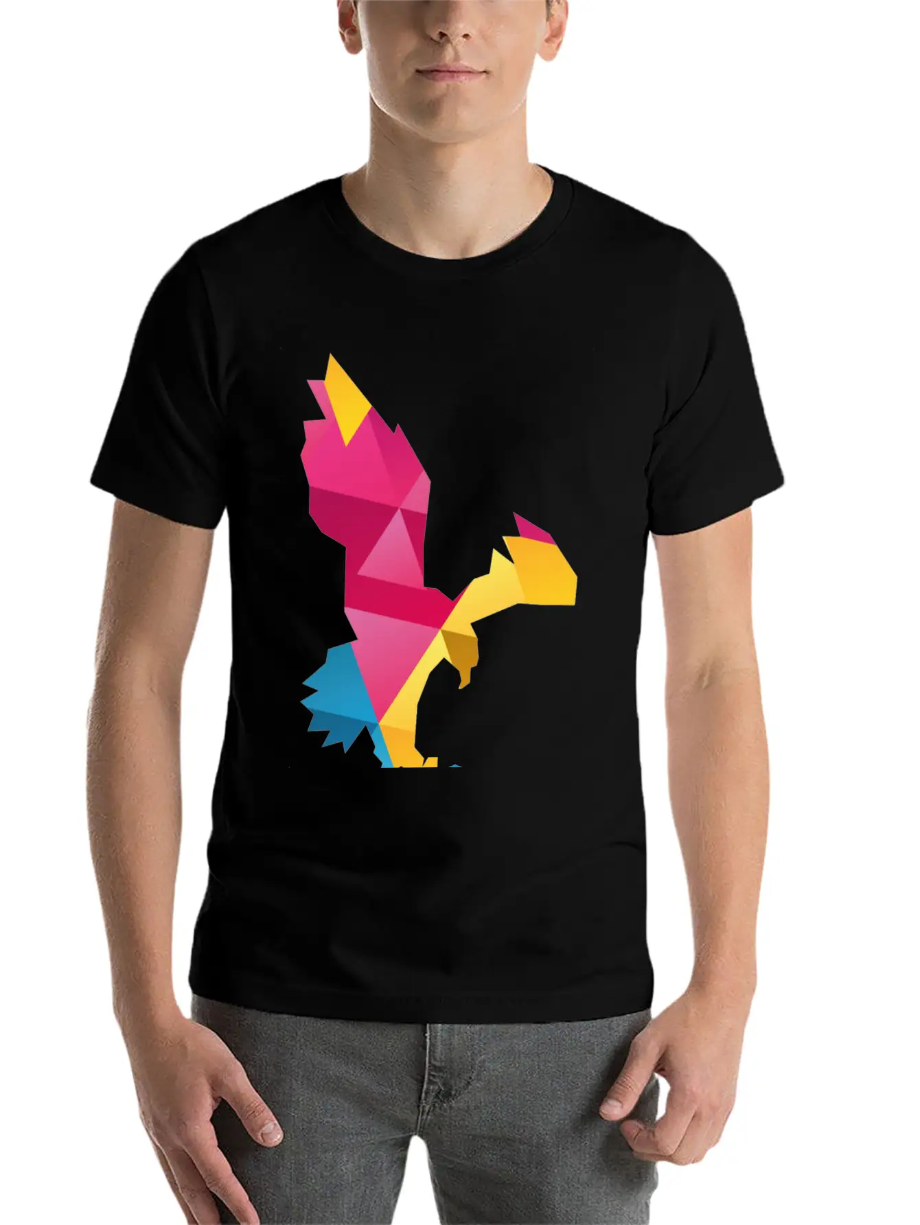 Geometric Eagle Essential Cotton Tee For Daily Outfits – Unisex Style