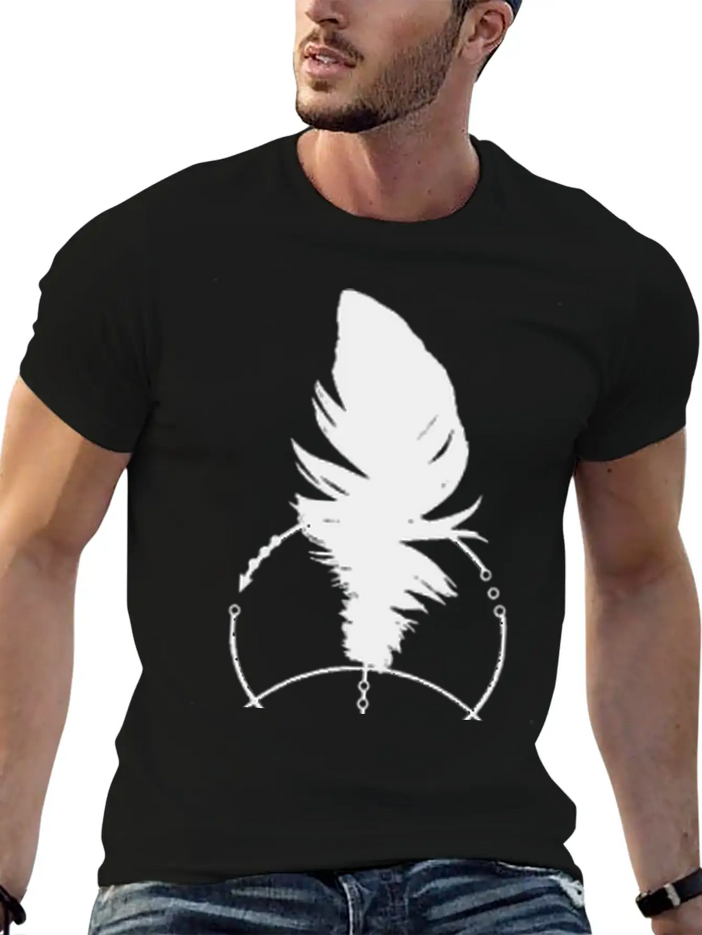 Geometric Feather And Arrow Unisex Short Sleeve Soft Cotton T-Shirt – Casual Everyday Wear