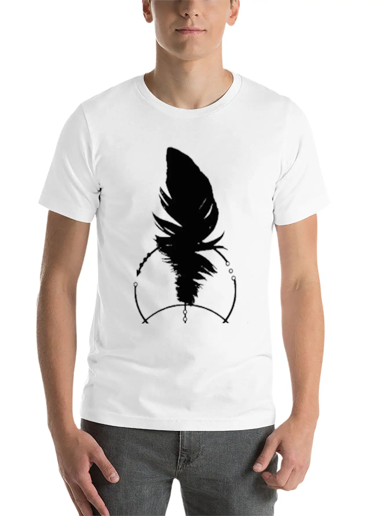 Geometric Feather And Arrow Unisex Short Sleeve Soft Cotton T-Shirt – Casual Everyday Wear