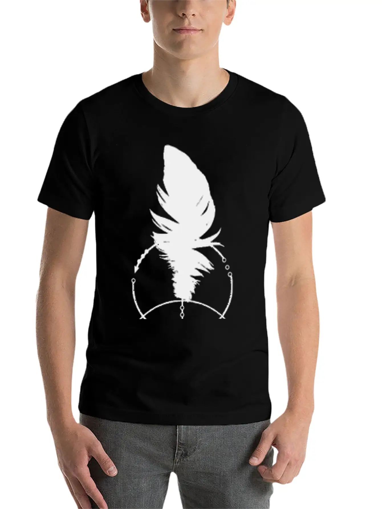 Geometric Feather And Arrow Unisex Short Sleeve Soft Cotton T-Shirt – Casual Everyday Wear