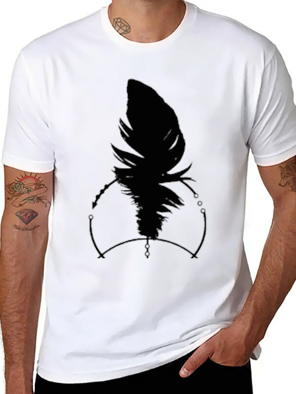 Geometric Feather And Arrow Unisex Short Sleeve Soft Cotton T-Shirt – Casual Everyday Wear
