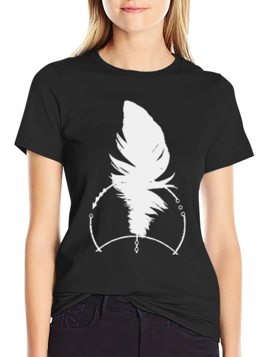 Geometric Feather And Arrow Unisex Short Sleeve Soft Cotton T-Shirt – Casual Everyday Wear