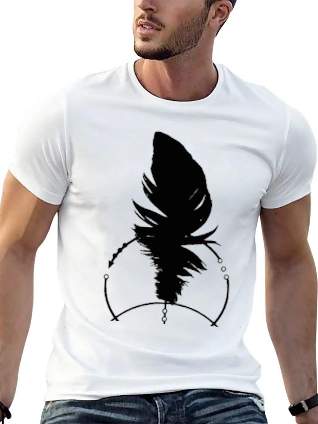 Geometric Feather And Arrow Unisex Short Sleeve Soft Cotton T-Shirt – Casual Everyday Wear