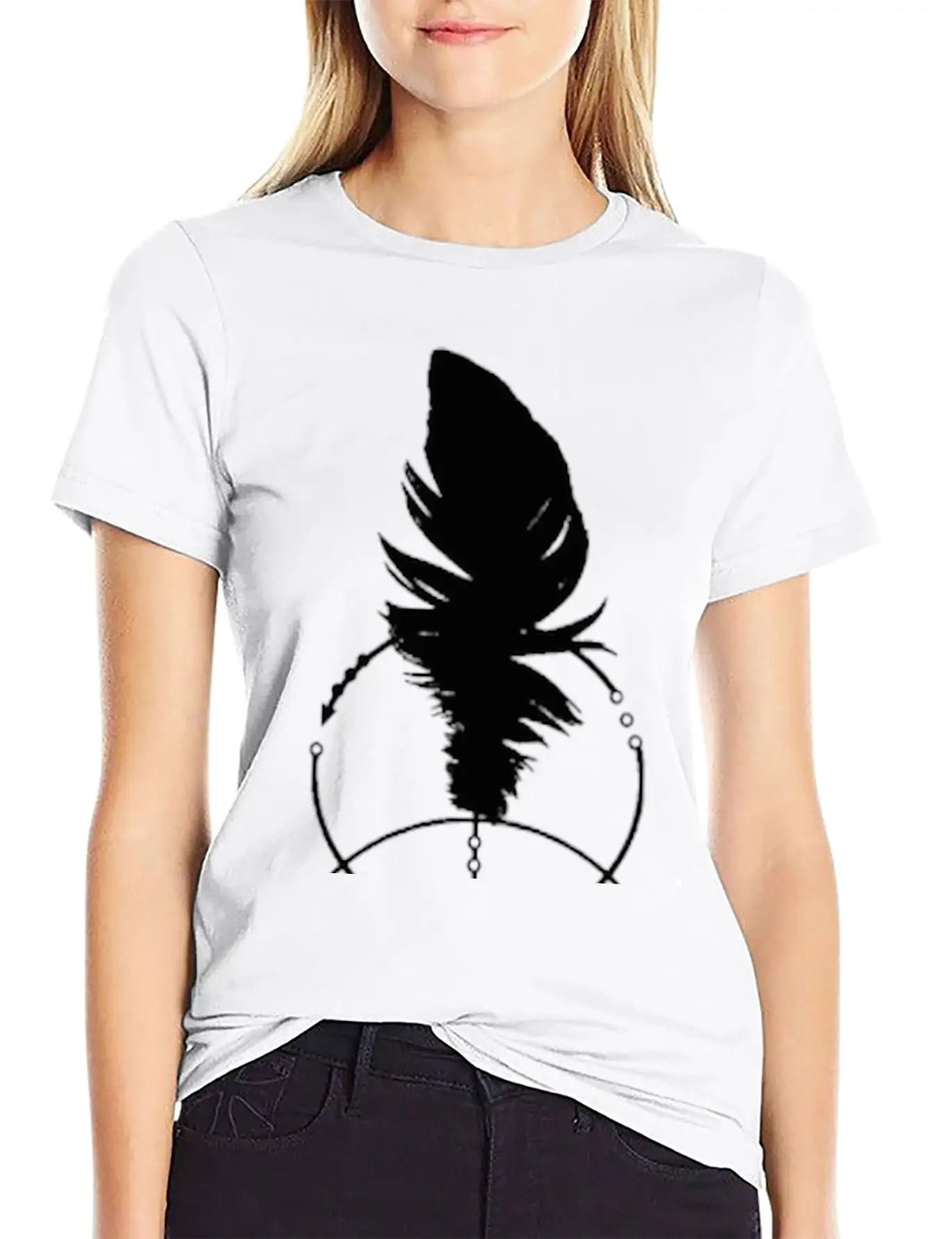 Geometric Feather And Arrow Unisex Short Sleeve Soft Cotton T-Shirt – Casual Everyday Wear