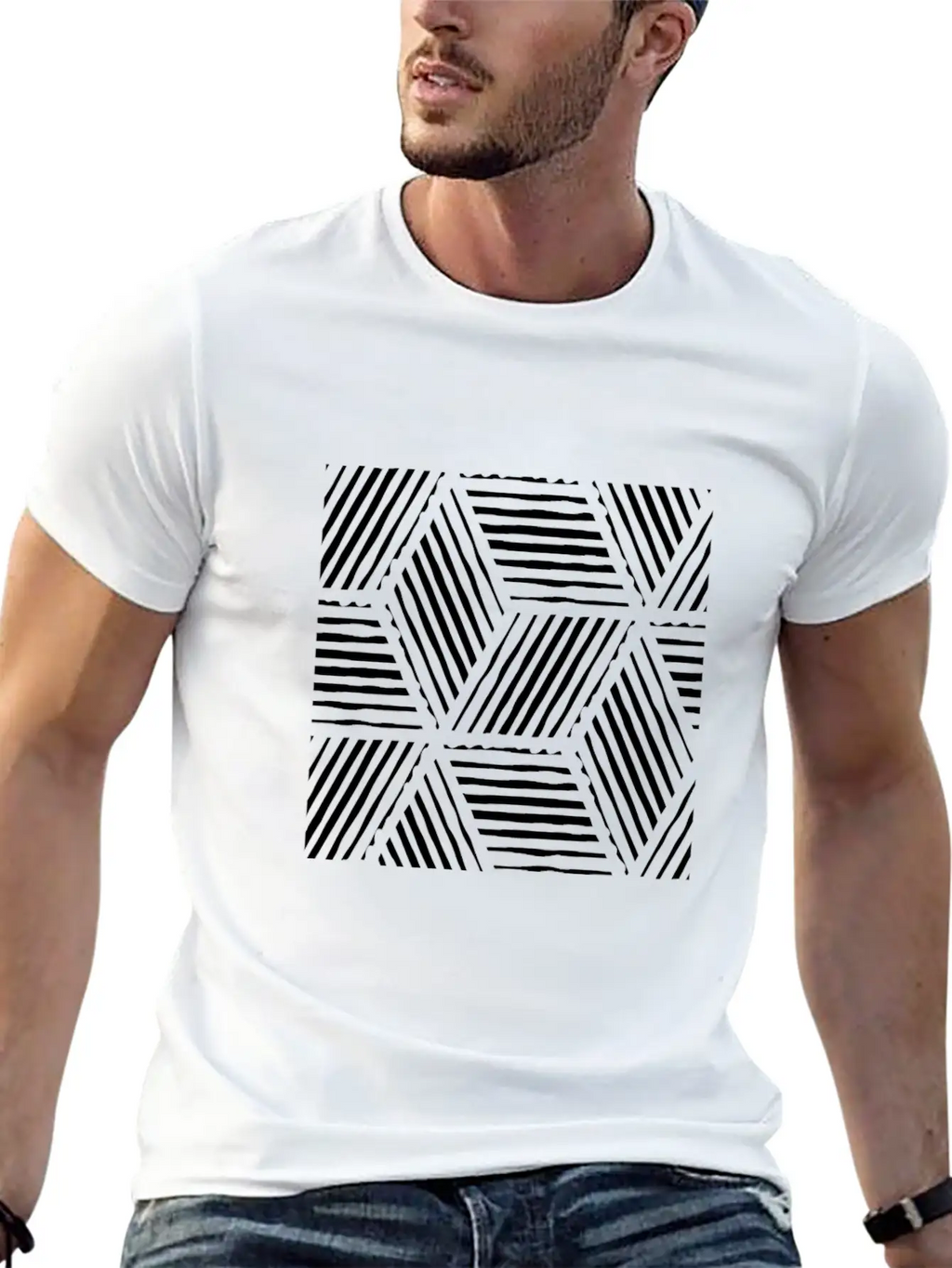 Geometric Line Art Scandinavian Style Casual Graphic T-Shirt – Simple And Comfortable Daily Wear