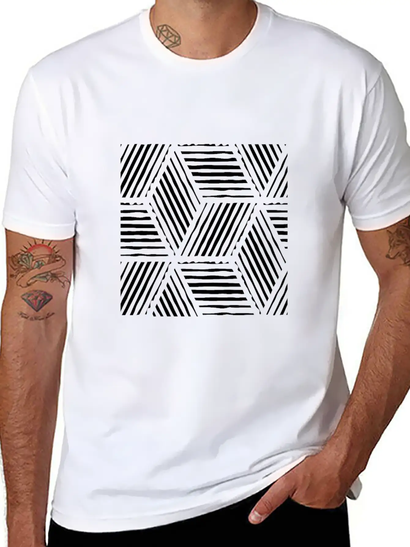 Geometric Line Art Scandinavian Style Casual Graphic T-Shirt – Simple And Comfortable Daily Wear