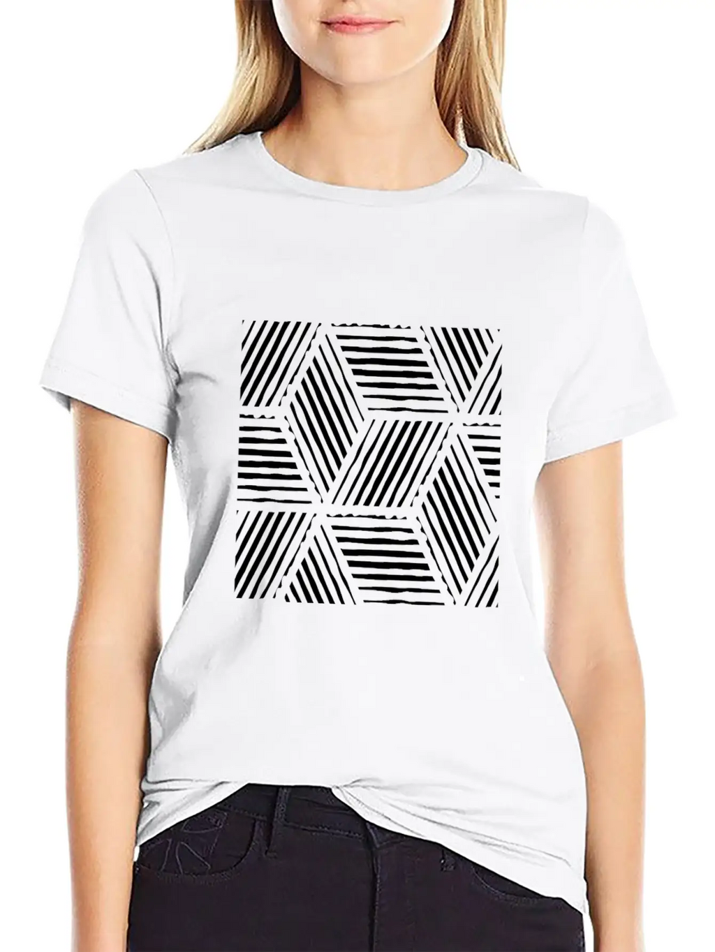Geometric Line Art Scandinavian Style Casual Graphic T-Shirt – Simple And Comfortable Daily Wear