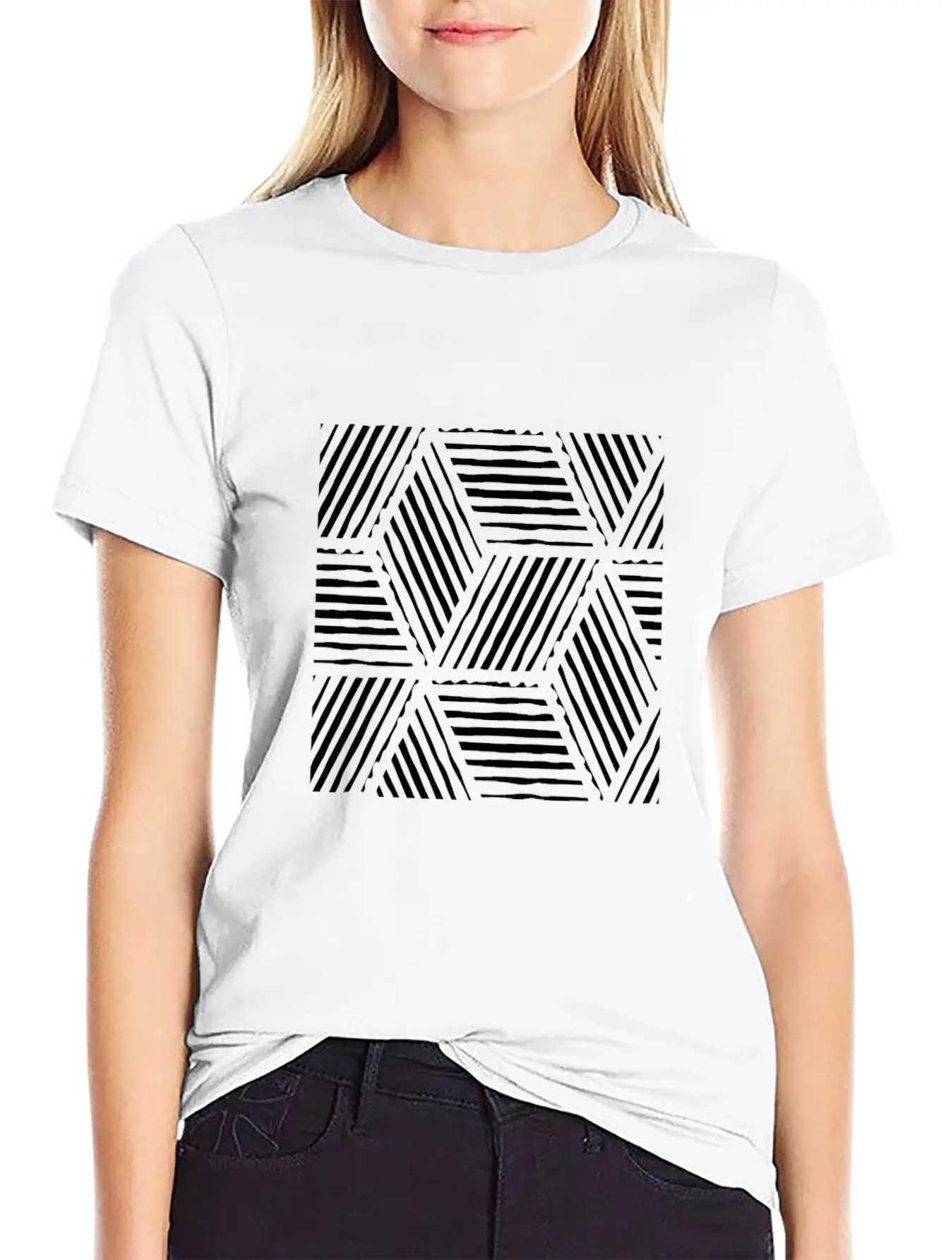 Geometric Line Art Scandinavian Style Casual Graphic T-Shirt – Simple And Comfortable Daily Wear
