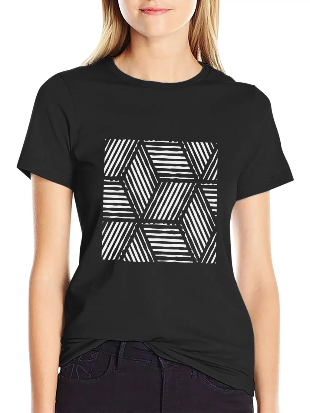 Geometric Line Art Scandinavian Style Casual Graphic T-Shirt – Simple And Comfortable Daily Wear