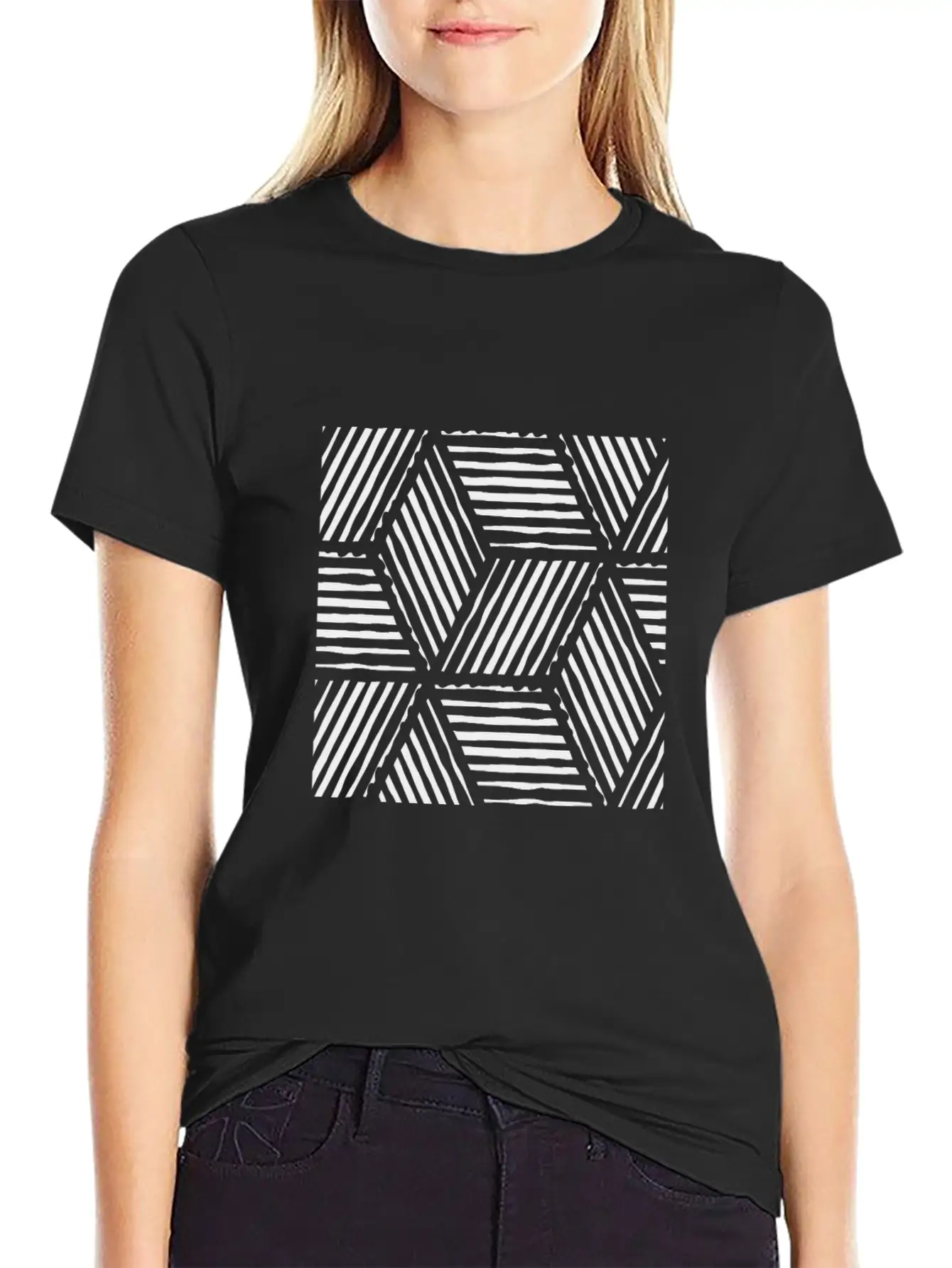 Geometric Line Art Scandinavian Style Casual Graphic T-Shirt – Simple And Comfortable Daily Wear