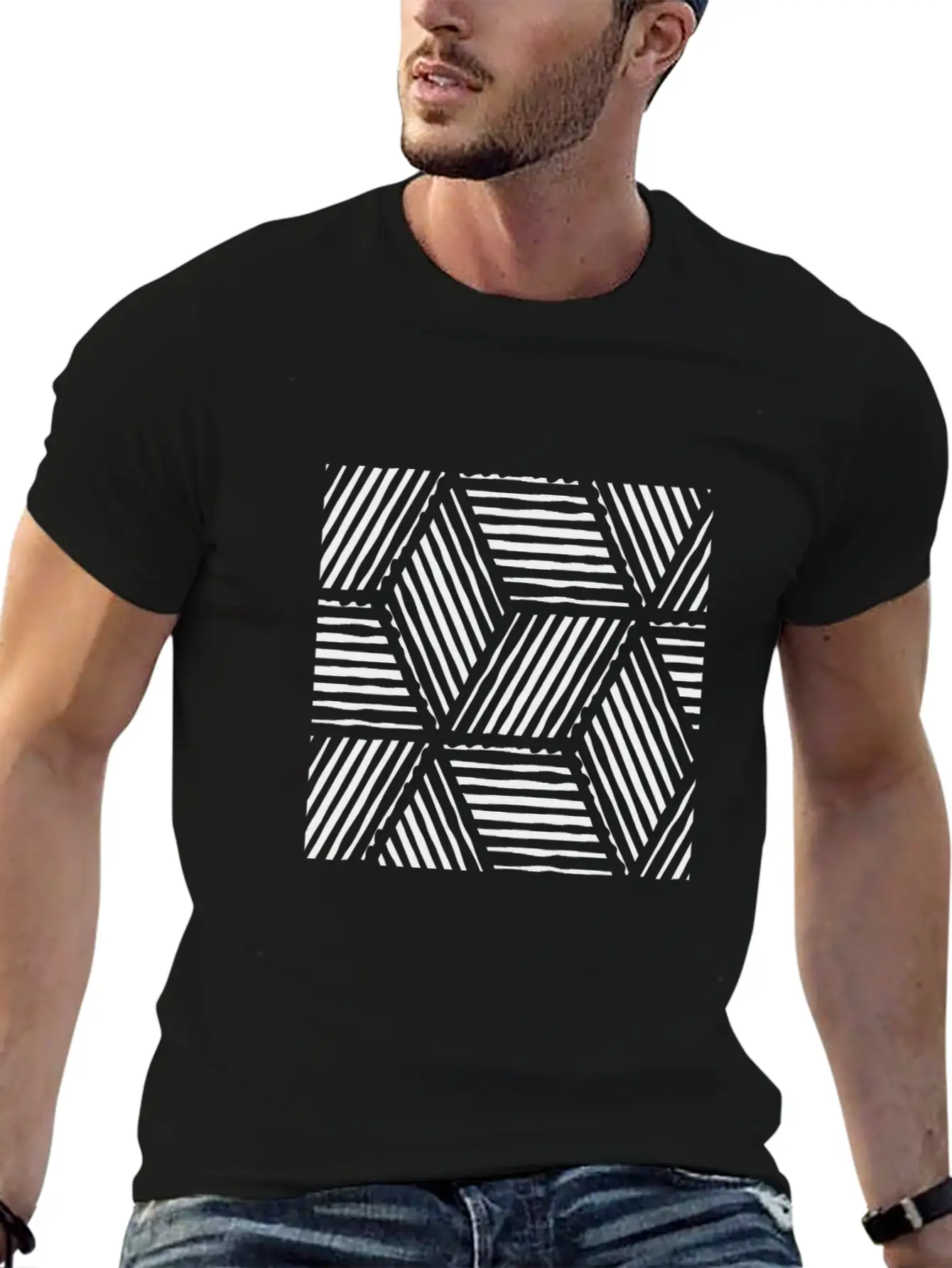 Geometric Line Art Scandinavian Style Casual Graphic T-Shirt – Simple And Comfortable Daily Wear