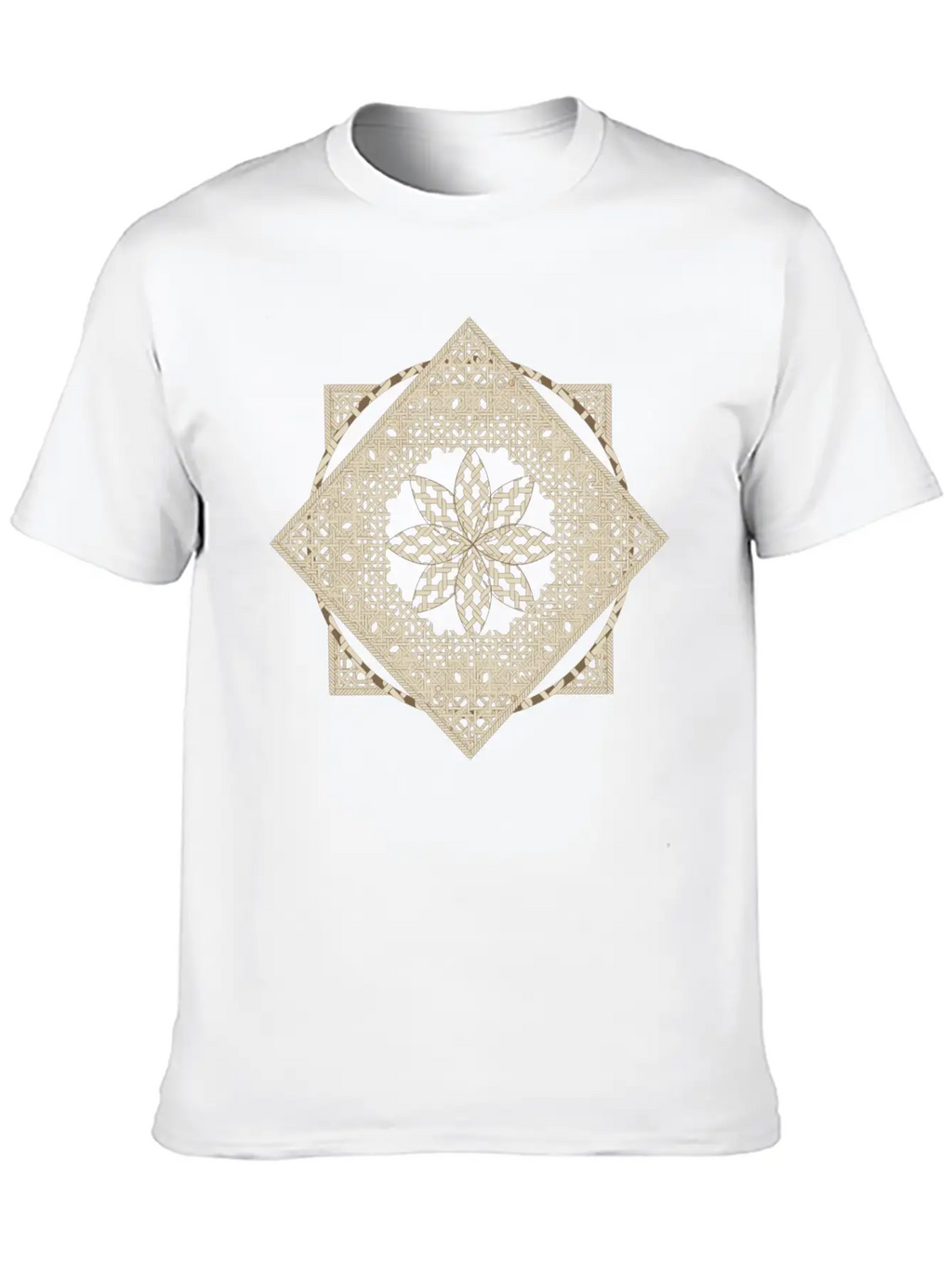 Geometric Oriental Macrame Ornament Unisex Short Sleeve Soft Cotton T-Shirt – Casual Everyday Wear