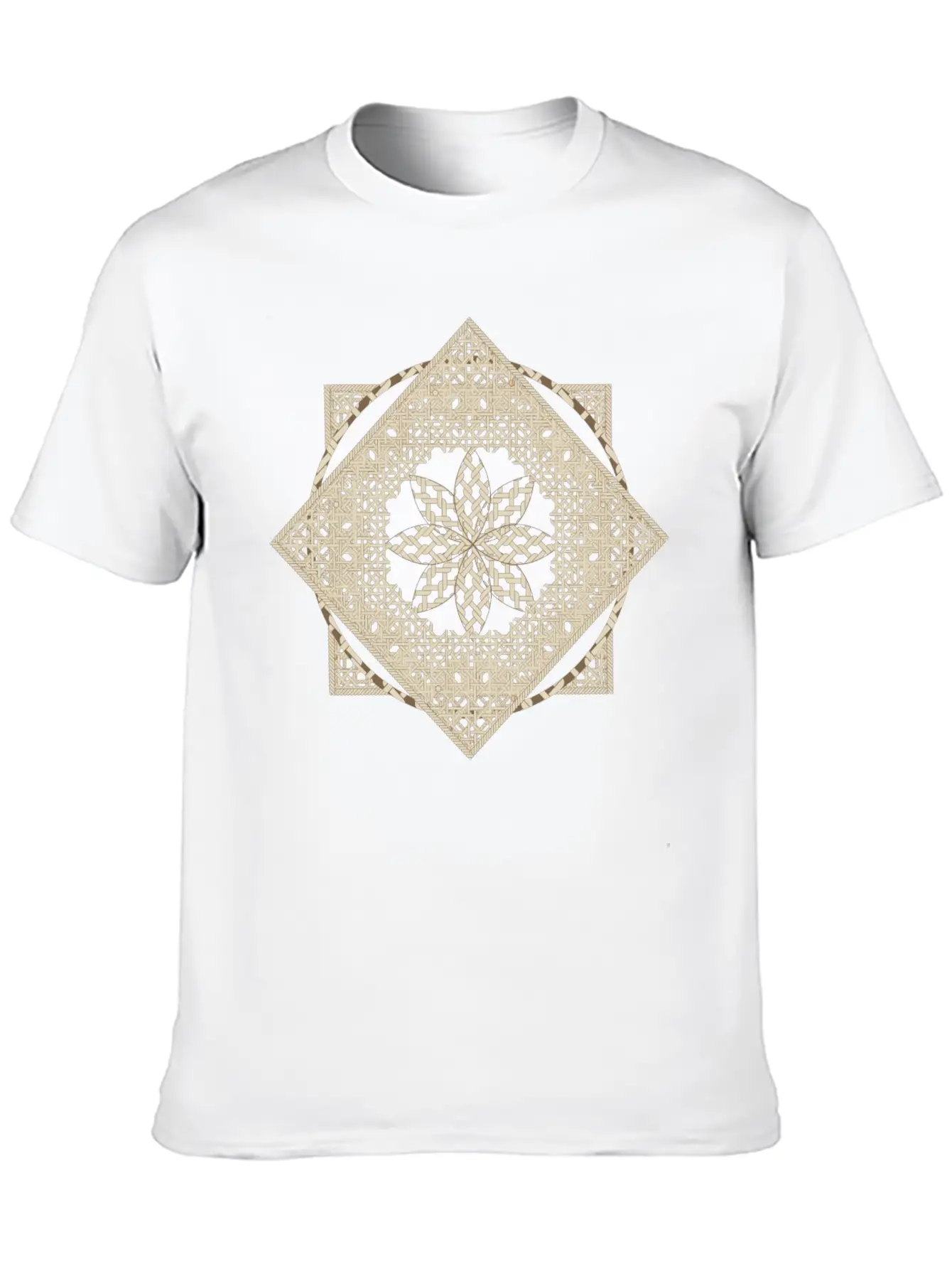 Geometric Oriental Macrame Ornament Unisex Short Sleeve Soft Cotton T-Shirt – Casual Everyday Wear