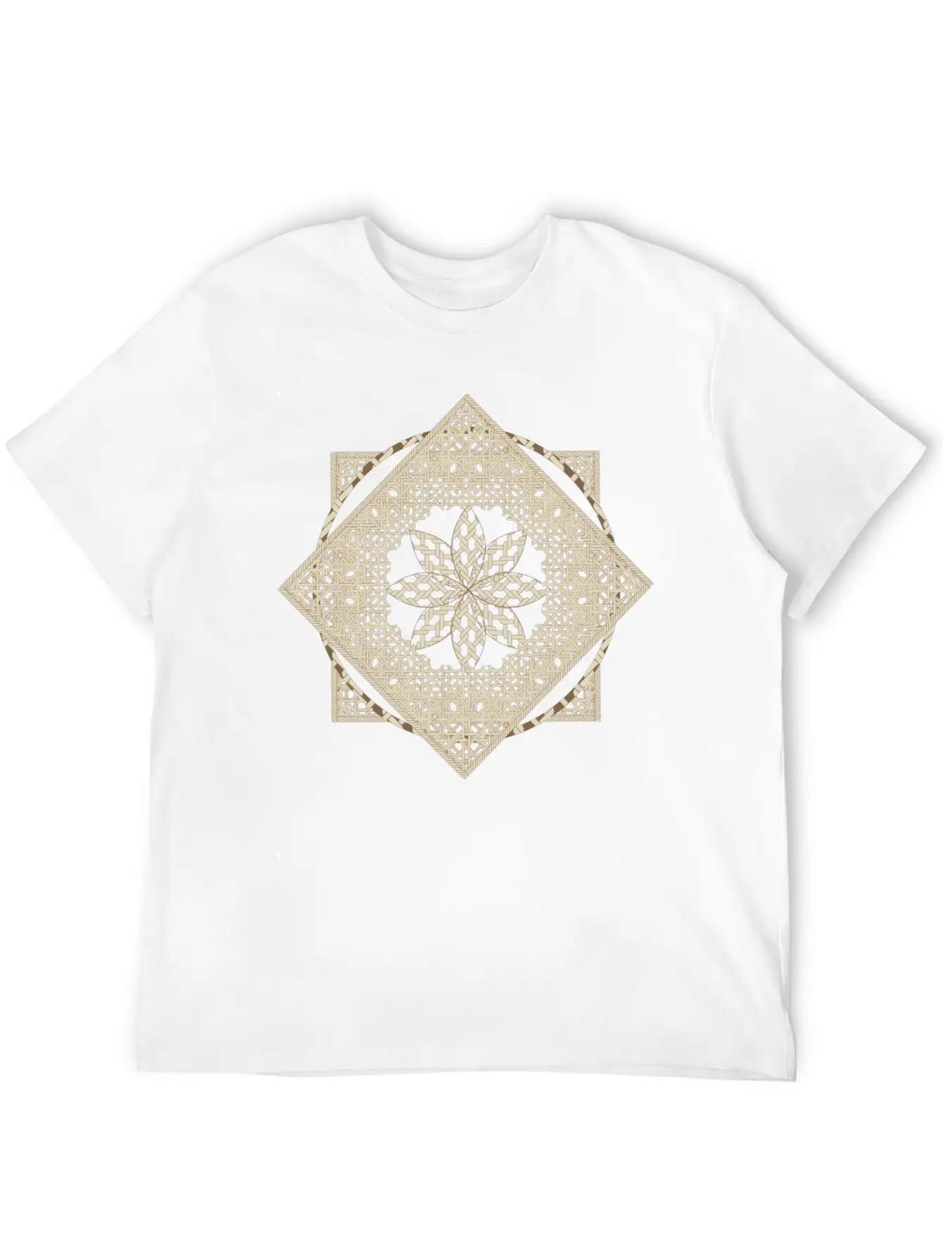 Geometric Oriental Macrame Ornament Unisex Short Sleeve Soft Cotton T-Shirt – Casual Everyday Wear