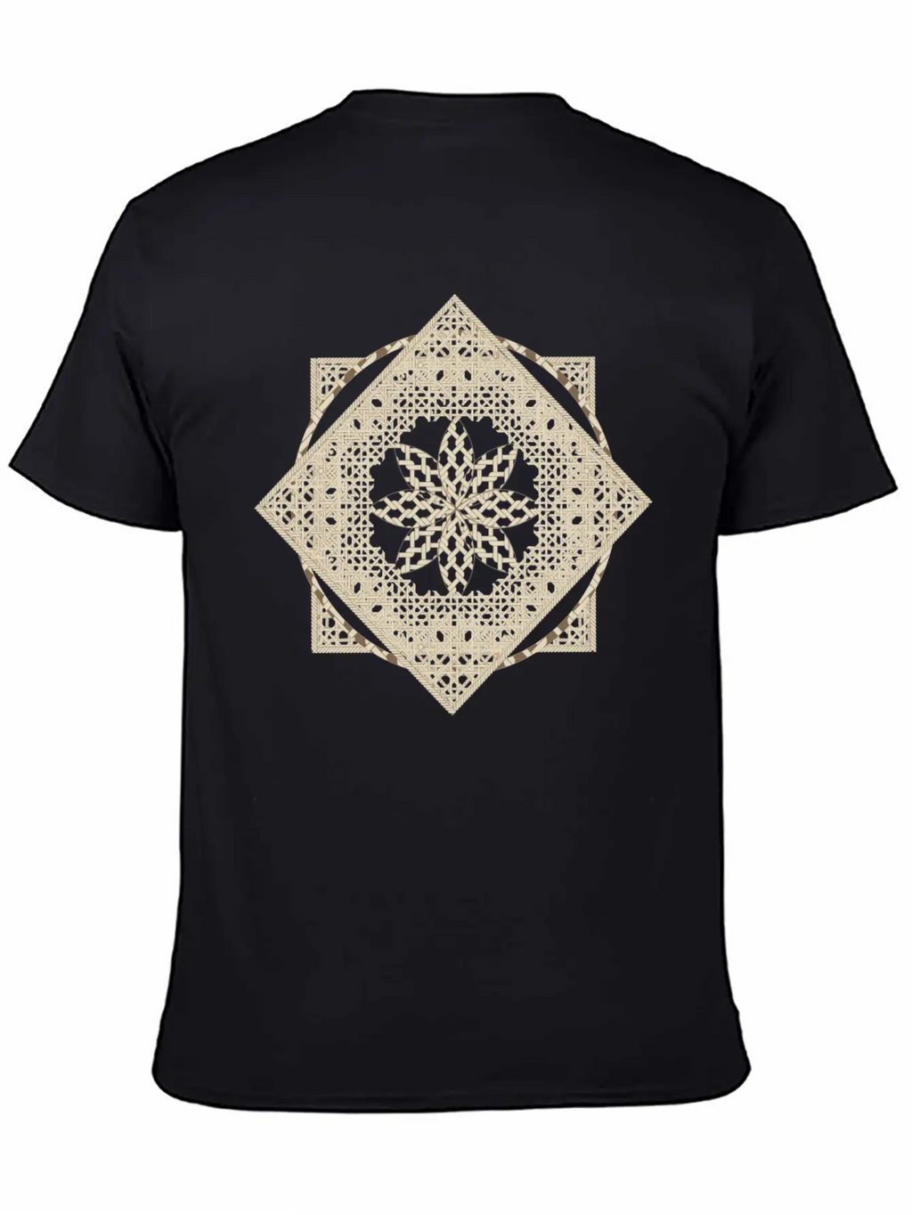 Geometric Oriental Macrame Ornament Unisex Short Sleeve Soft Cotton T-Shirt – Casual Everyday Wear