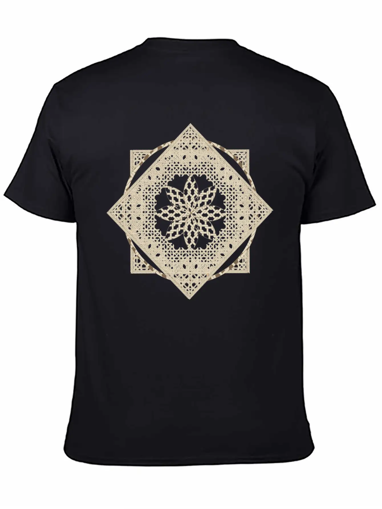 Geometric Oriental Macrame Ornament Unisex Short Sleeve Soft Cotton T-Shirt – Casual Everyday Wear