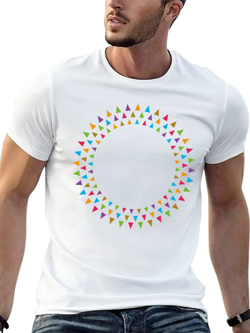 Geometric Pattern Circle Breathable Soft Cotton T-Shirt – Timeless Casual Look