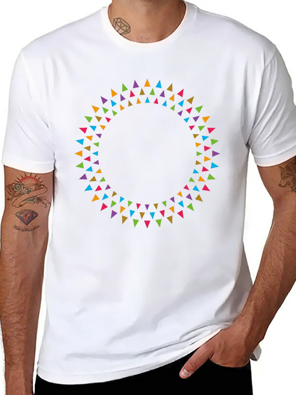 Geometric Pattern Circle Breathable Soft Cotton T-Shirt – Timeless Casual Look