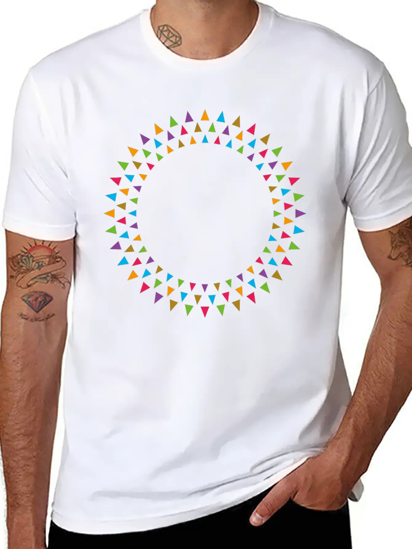 Geometric Pattern Circle Breathable Soft Cotton T-Shirt – Timeless Casual Look