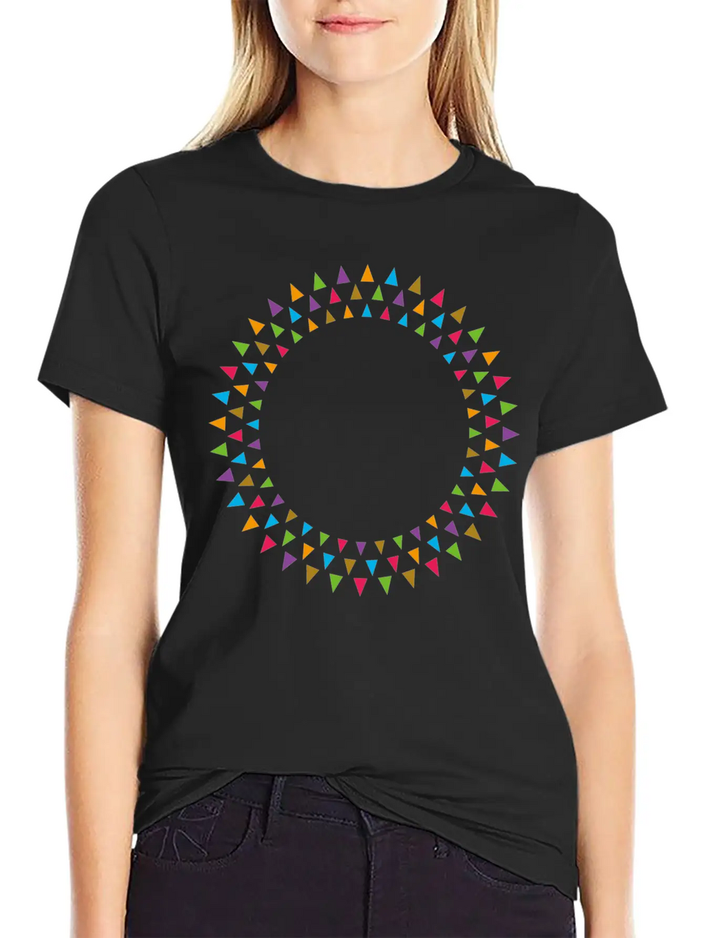 Geometric Pattern Circle Breathable Soft Cotton T-Shirt – Timeless Casual Look